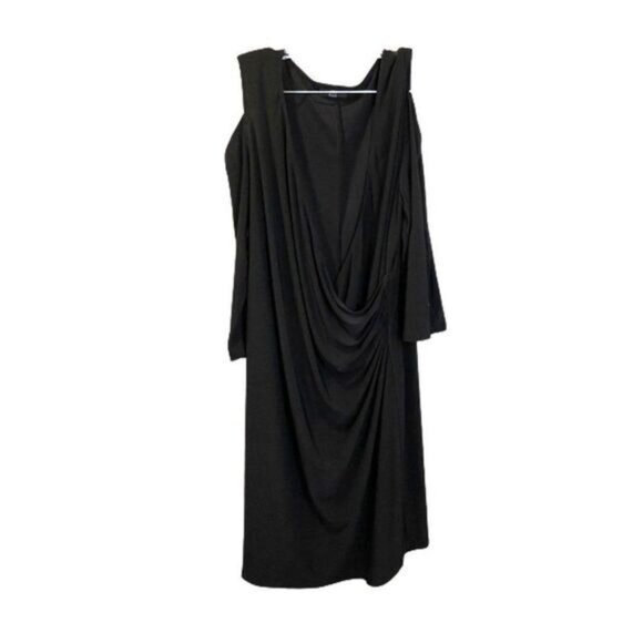 JBS Women Surplice Neckline Cold Shoulder Pearl‎ Accent Ruched Dress - Picture 1 of 8